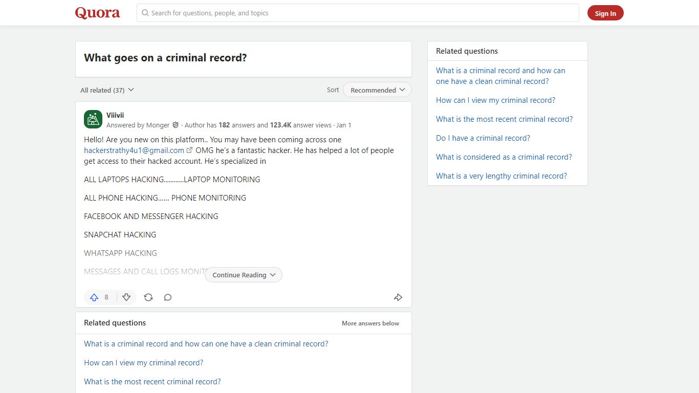 What goes on a criminal record? - Quora